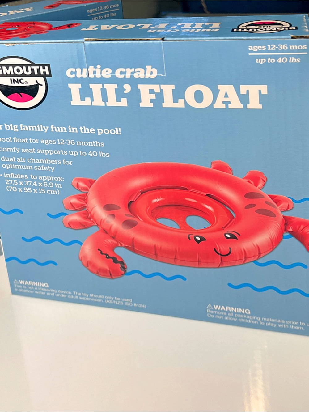 NWT! Bigmouth Inc. from Pk’s Boutique Cutie Crab Lil' Float. Holds up to 40lbs